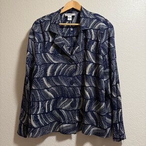 Judith Hart Womens 3X Blue Accordian Pleated Top Blouse Grannycore Flowy